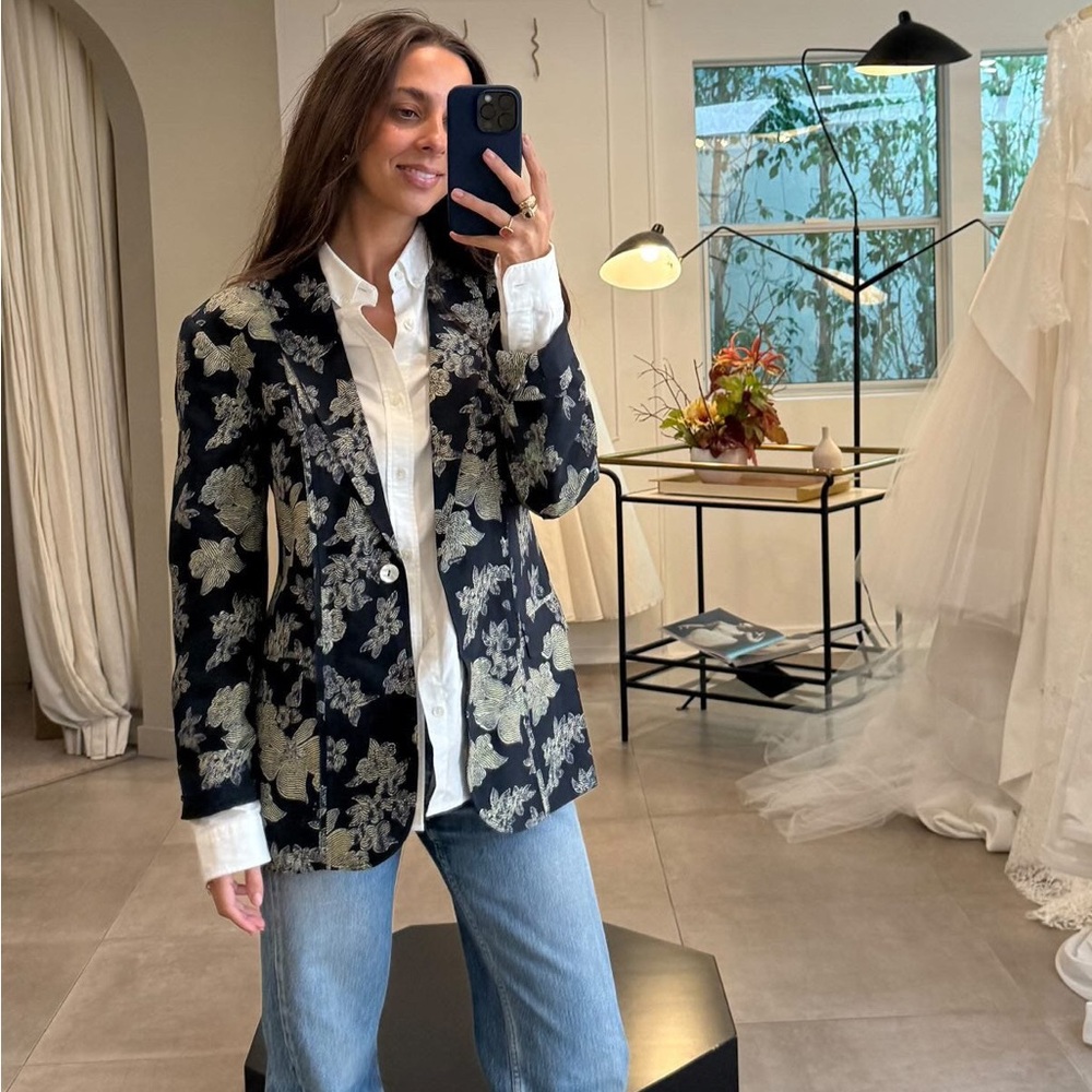 Ulla Johnson Amandine Blazer in Minuit Navy Floral Size Small - Picture 2 of 10